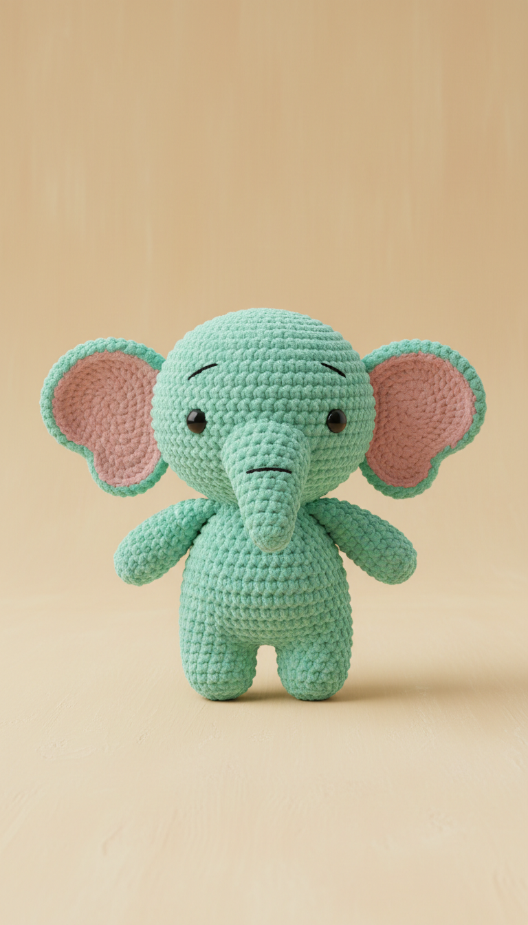 Mint elephant crochet plushie