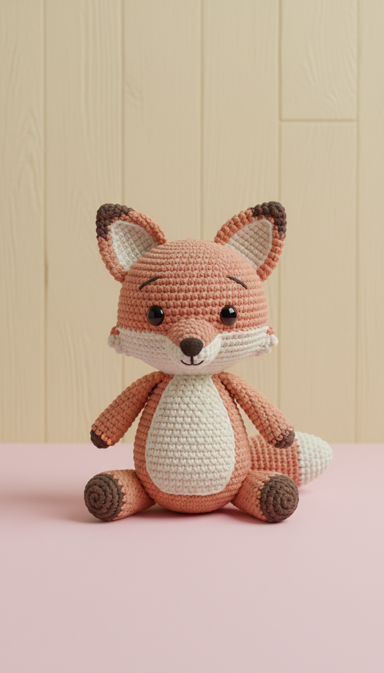 Peach fox crochet plushie